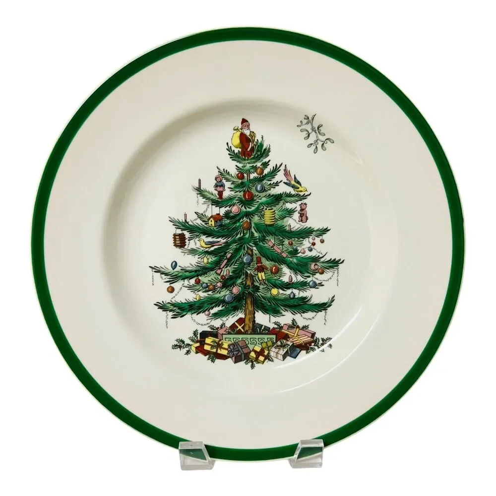 Spode Christmas‎ Tree Santa 4 Pc Set Dinner Plate Saucer Salad Bowl NO MUG Box